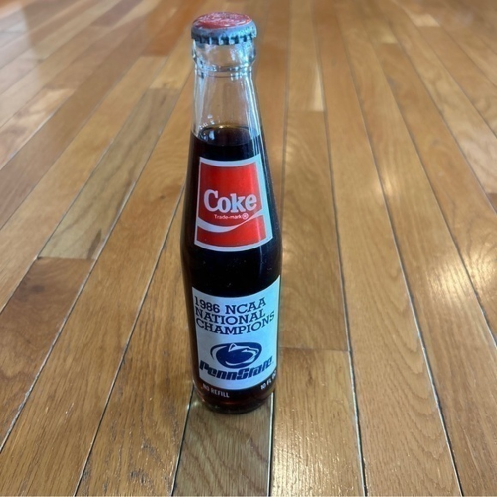 New 1986 Penn State NCAA NATIONAL Champions Joe Paterno Coke Bottle Unopened